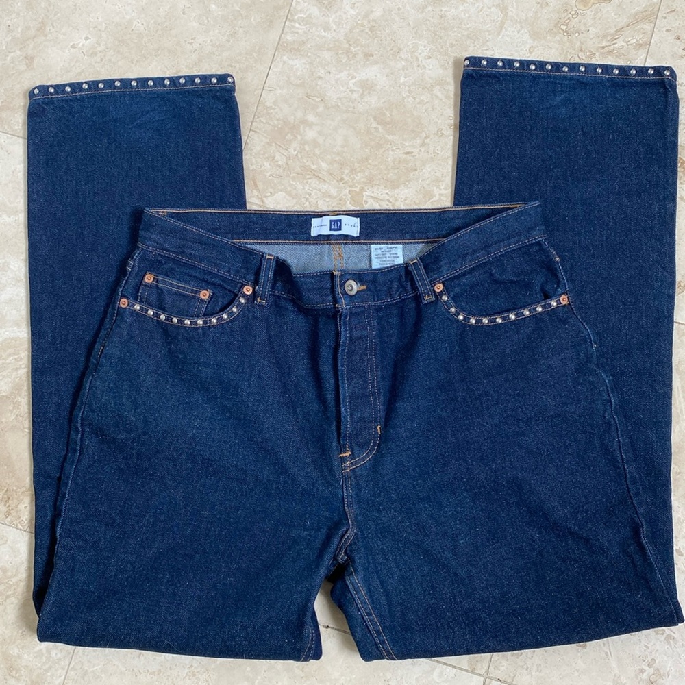GAP Y2K Vintage High Rise Boot Cut Studded Jeans 16 Embellished